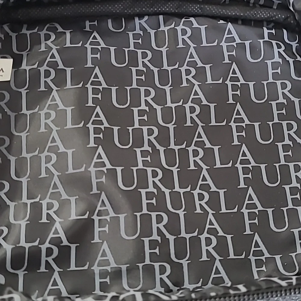 Furla Unisex Black Pebbled Leather Travel Zipper Cosmetics Case